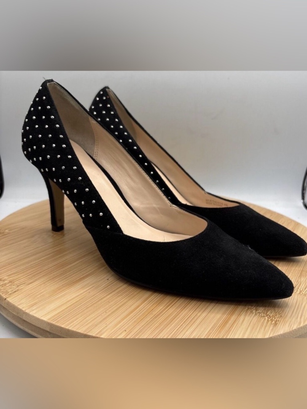 Cole Haan Grand OS Kyle Black Suede Silver Studded Heel Pumps Women’s 8B